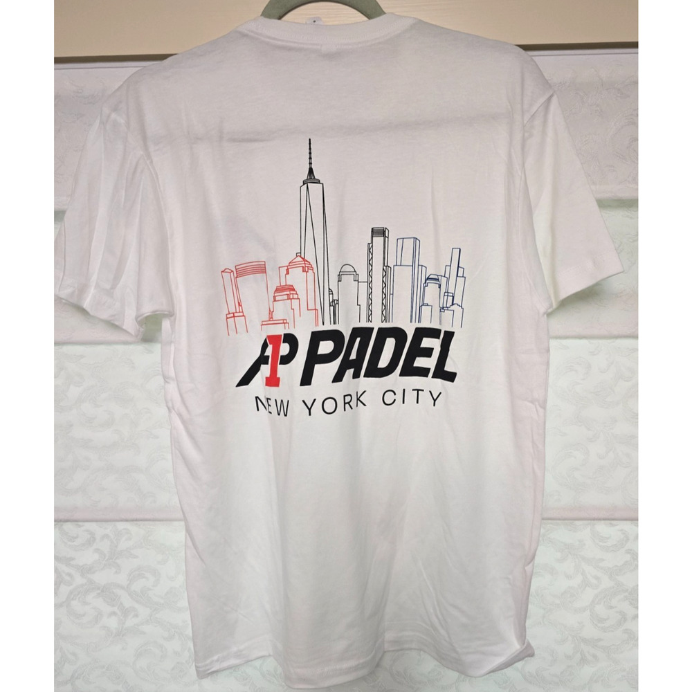 A1 Padel New York City T Shirt Mens Medium White Skyline Graphic NWOT New